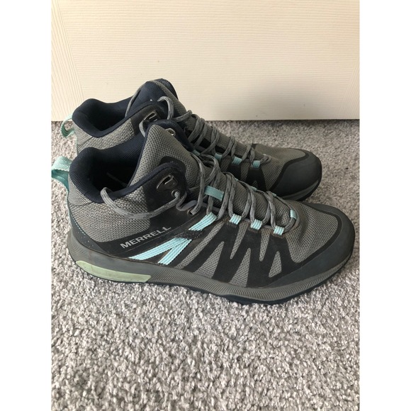 Merrell Womens Zion FST Mid Hiking Trail Boots Waterproof Gray Blue Shoes Sz 11 - Picture 4 of 8